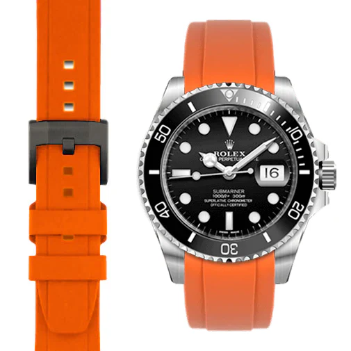 Curved End Rubber Strap for Rolex Submariner Ceramic with Tang Buckle - Image 62