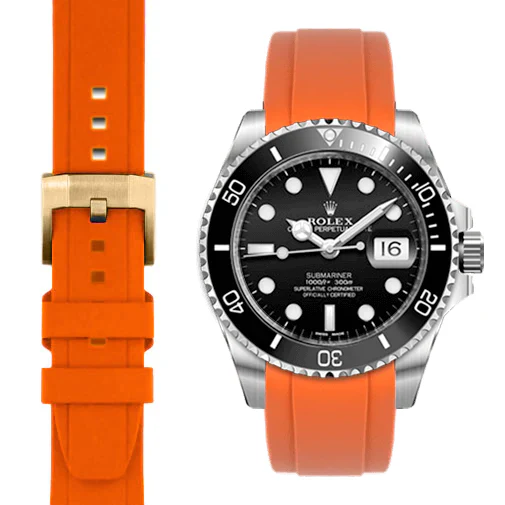 Curved End Rubber Strap for Rolex Submariner Ceramic with Tang Buckle - Image 66