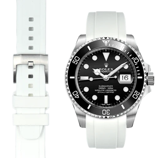 Curved End Rubber Strap for Rolex Submariner Ceramic with Tang Buckle - Image 69