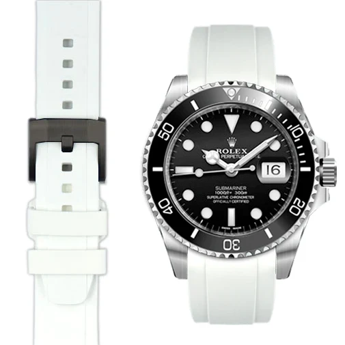 Curved End Rubber Strap for Rolex Submariner Ceramic with Tang Buckle - Image 76