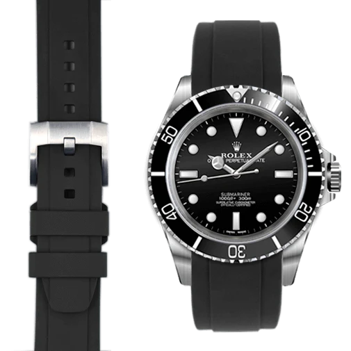 Curved End Rubber Strap for Rolex Submariner No-Date with Tang Buckle