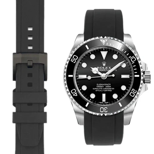 Curved End Rubber Strap for Rolex Submariner No-Date with Tang Buckle - Image 6