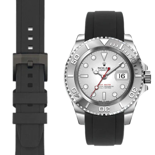 Curved End Rubber Strap for Rolex Yacht-Master with Tang Buckle - Image 6
