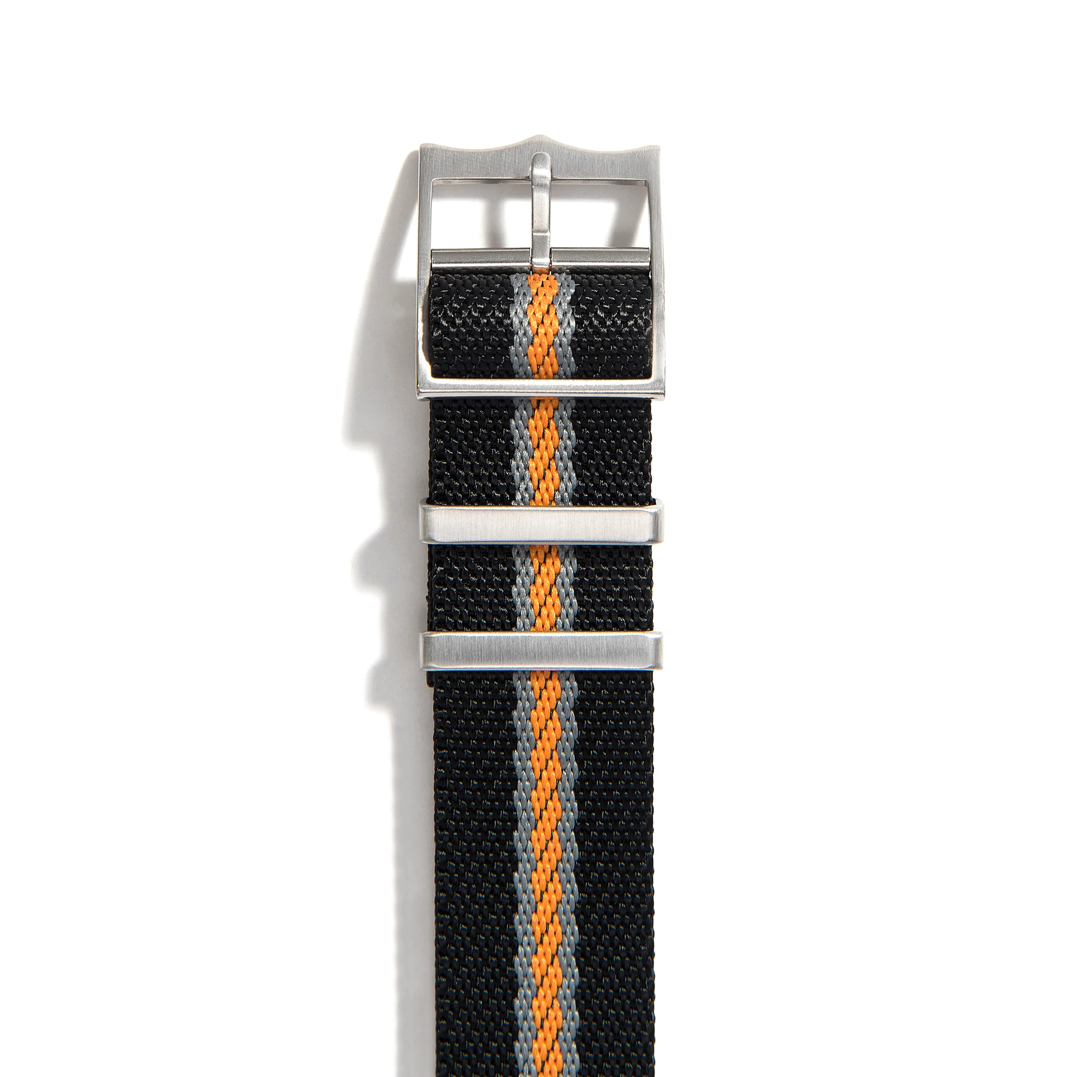 Everest Black, Gray, and Orange Single Pass Nylon Watch Band - Image 2