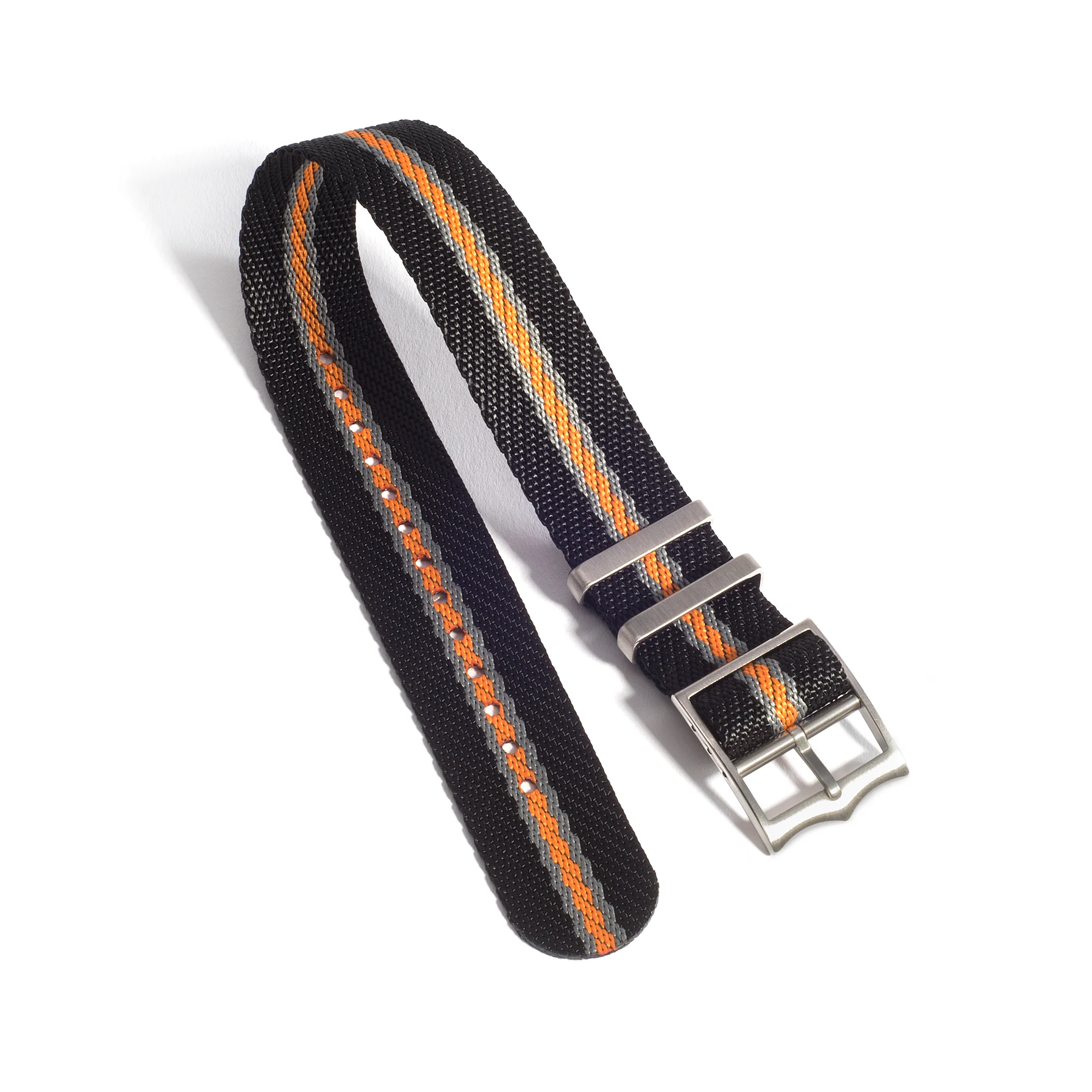 Everest Black, Gray, and Orange Single Pass Nylon Watch Band - Image 3