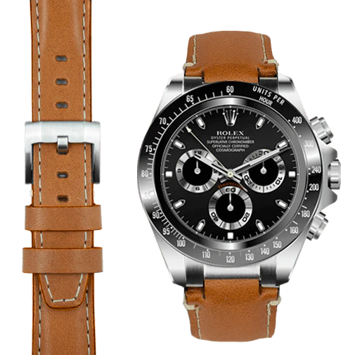 Steel End Link Leather Strap for Rolex Ceramic Daytona with Tang Buckle - Image 11