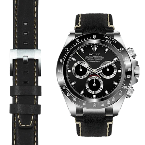 Steel End Link Leather Strap for Rolex Ceramic Daytona with Tang Buckle - Image 6