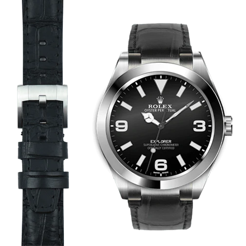 Steel End Link Leather Strap for Rolex Explorer I with Tang Buckle - Image 19