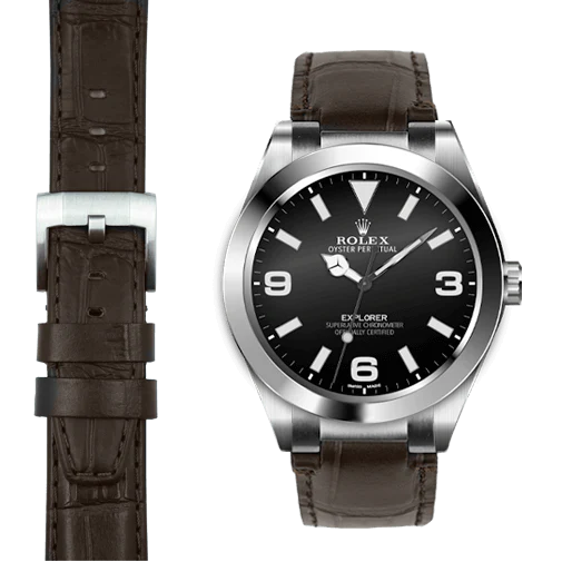 Steel End Link Leather Strap for Rolex Explorer I with Tang Buckle - Image 23