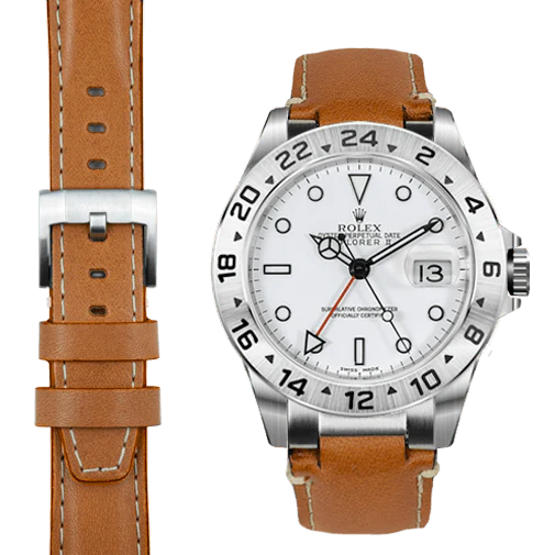 Steel End Link Leather Strap for Rolex Explorer II with Tang Buckle - Image 11