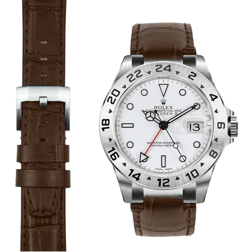 Steel End Link Leather Strap for Rolex Explorer II with Tang Buckle - Image 23