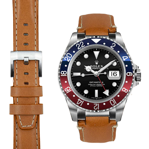 Steel End Link Leather Strap for Rolex GMT Master I & II with Tang Buckle - Image 11