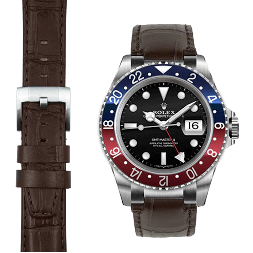Steel End Link Leather Strap for Rolex GMT Master I & II with Tang Buckle - Image 19