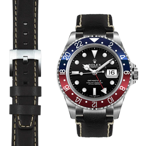Steel End Link Leather Strap for Rolex GMT Master I & II with Tang Buckle - Image 6