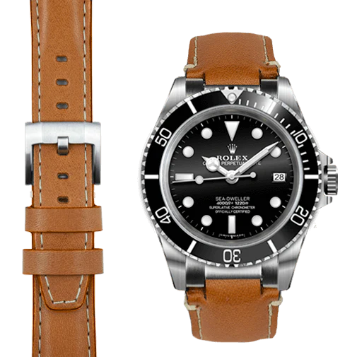 Steel End Link Leather Strap for Rolex Sea-Dweller with Tang Buckle - Image 11
