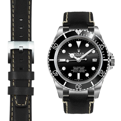 Steel End Link Leather Strap for Rolex Sea-Dweller with Tang Buckle - Image 6