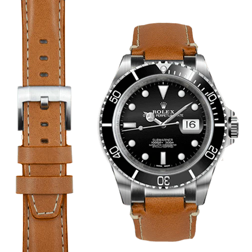 Steel End Link Leather Strap for Rolex Submariner with Tang Buckle - Image 11
