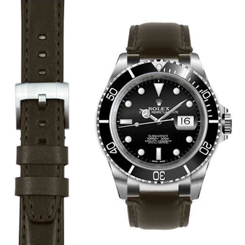 Steel End Link Leather Strap for Rolex Submariner with Tang Buckle - Image 15