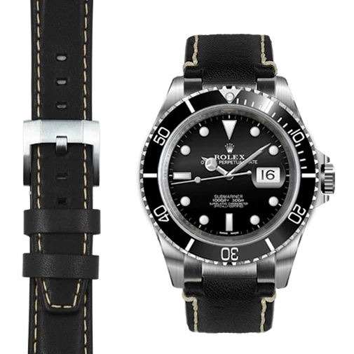 Steel End Link Leather Strap for Rolex Submariner with Tang Buckle - Image 6