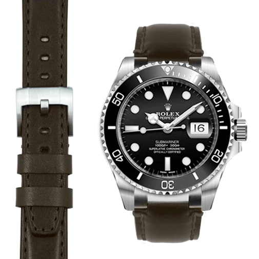 Steel End Link Leather Strap for Rolex Submariner Ceramic with Tang Buckle - Image 15