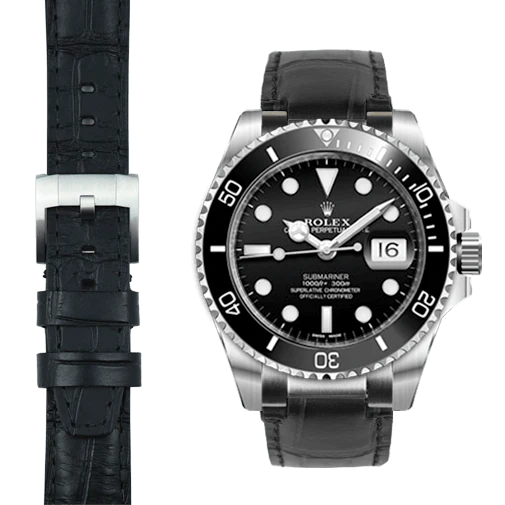 Steel End Link Leather Strap for Rolex Submariner Ceramic with Tang Buckle - Image 19