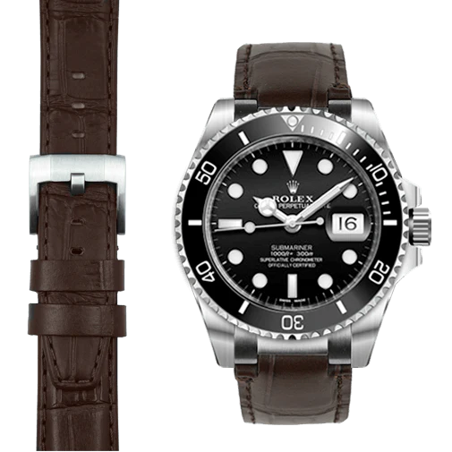 Steel End Link Leather Strap for Rolex Submariner Ceramic with Tang Buckle - Image 23